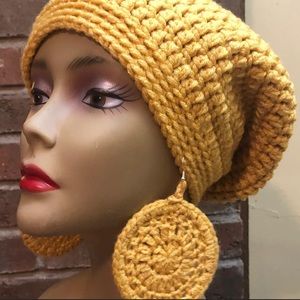 Handmade Crochet Hat with matching Earrings